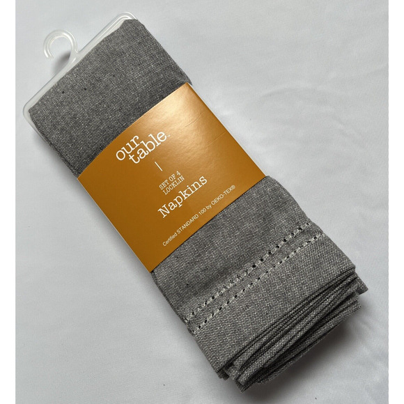 Our Table Fabric Napkins Granite Grey 18x18 Inch 100% Cotton Set of 4 Locklin - Picture 1 of 7